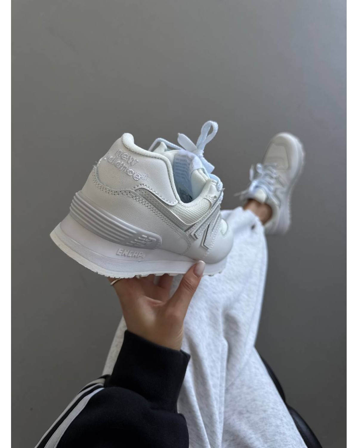 New Balance 574 White Leather/ Net
