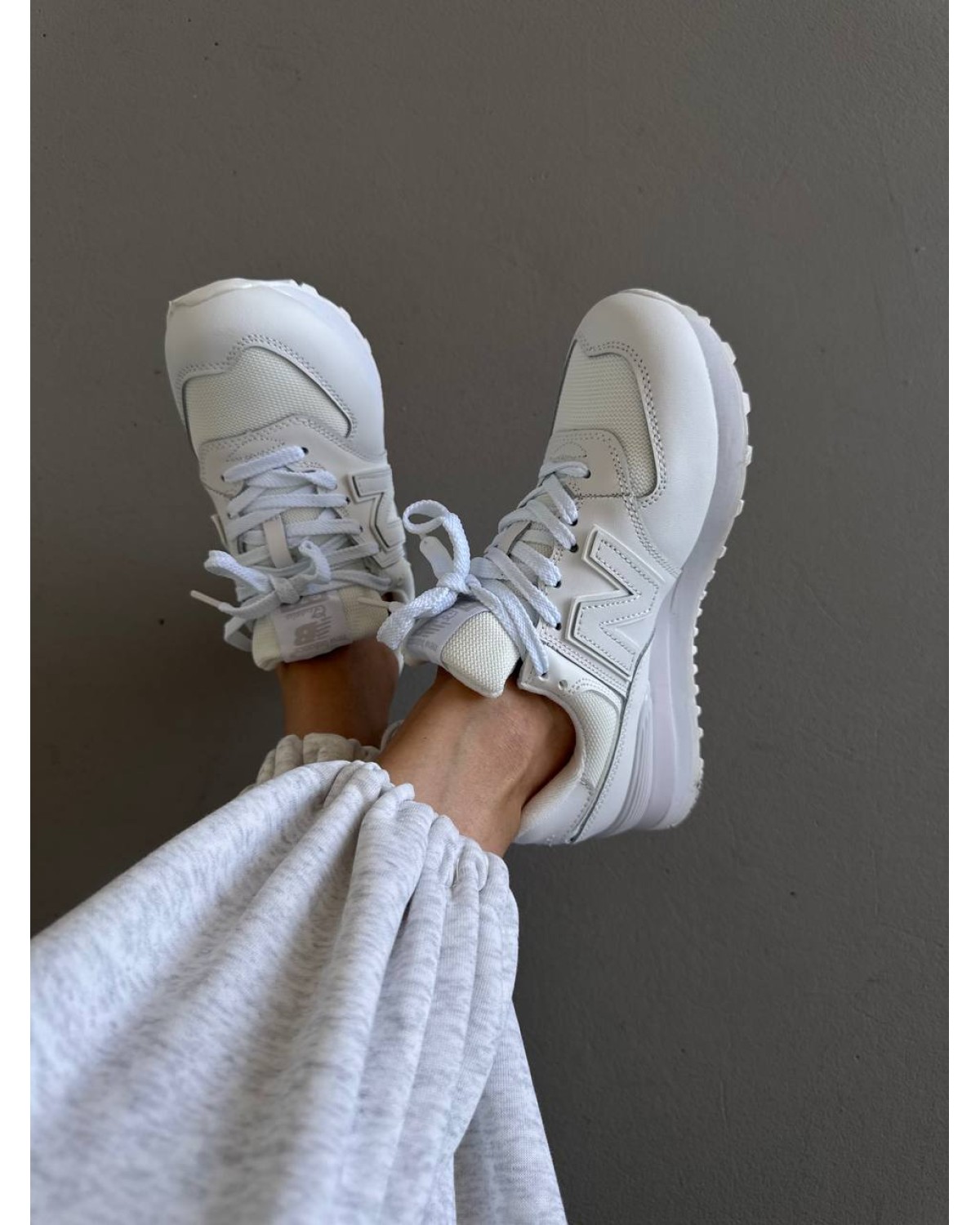 New Balance 574 White Leather/ Net