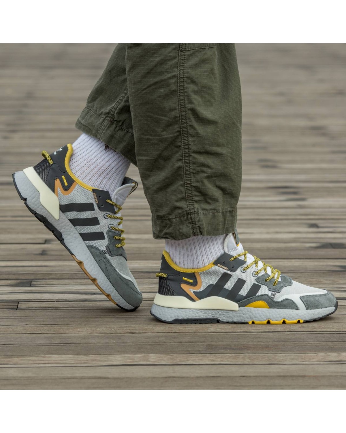 Adidas Nite Jogger Boost Core Black Yellow Dark Grey