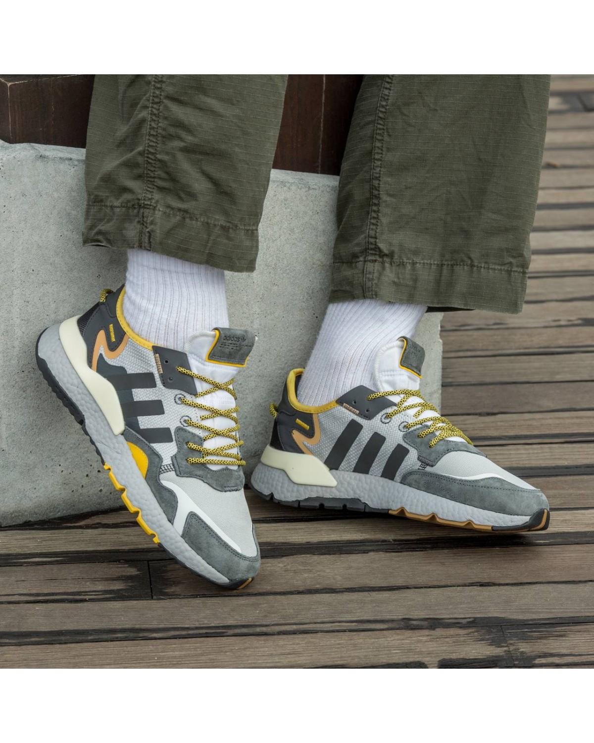 Adidas Nite Jogger Boost Core Black Yellow Dark Grey