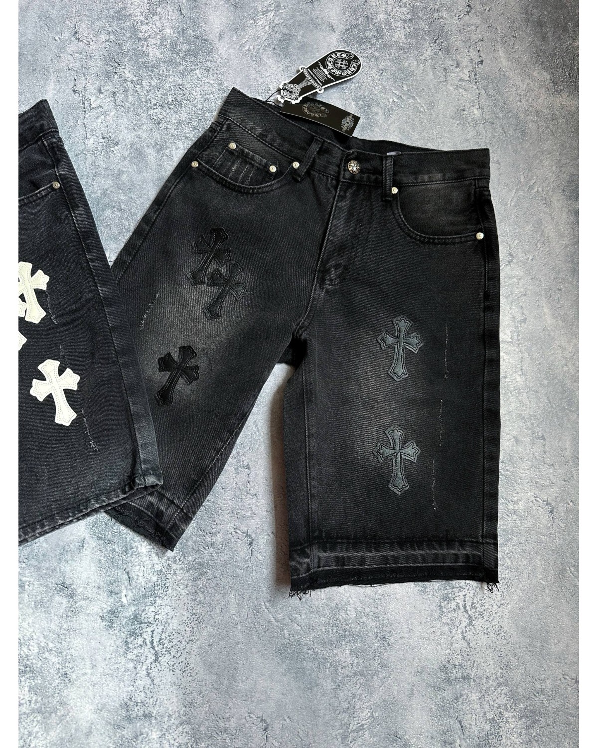 Джинсові шорти ChromeHearts чорні