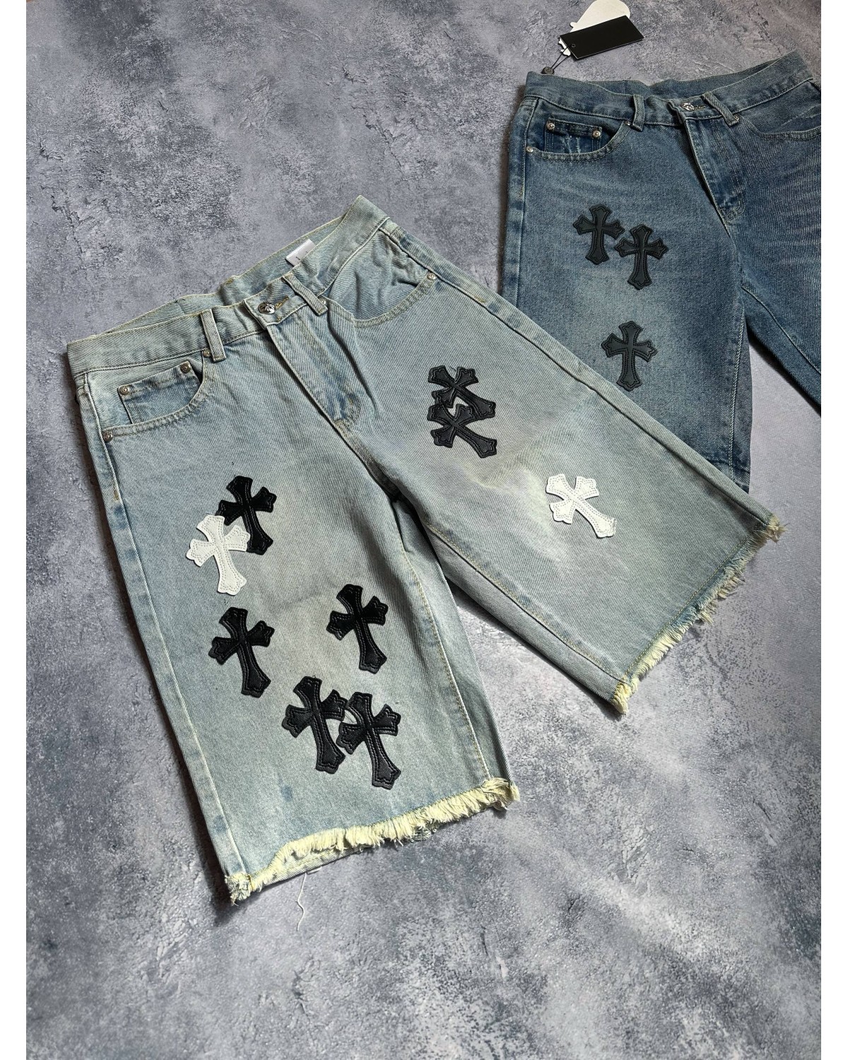 Джинсові шорти ChromeHearts Світло-сині
