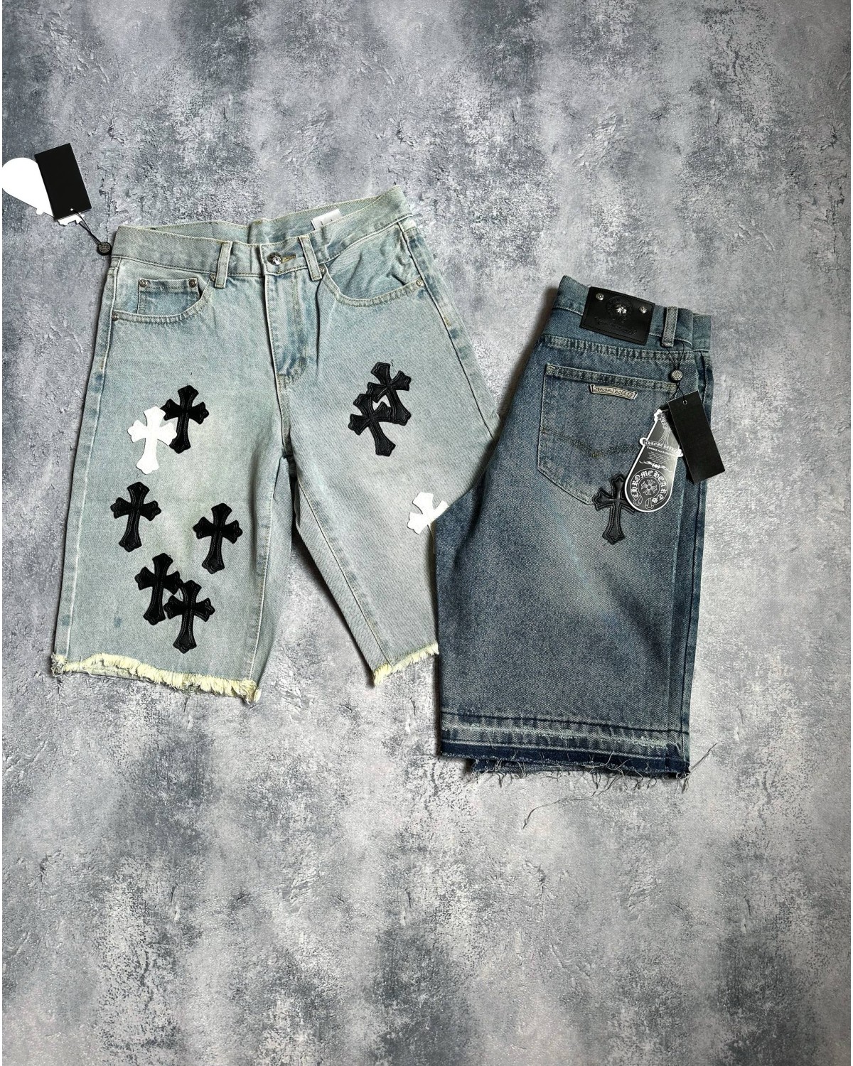Джинсові шорти ChromeHearts Світло-сині