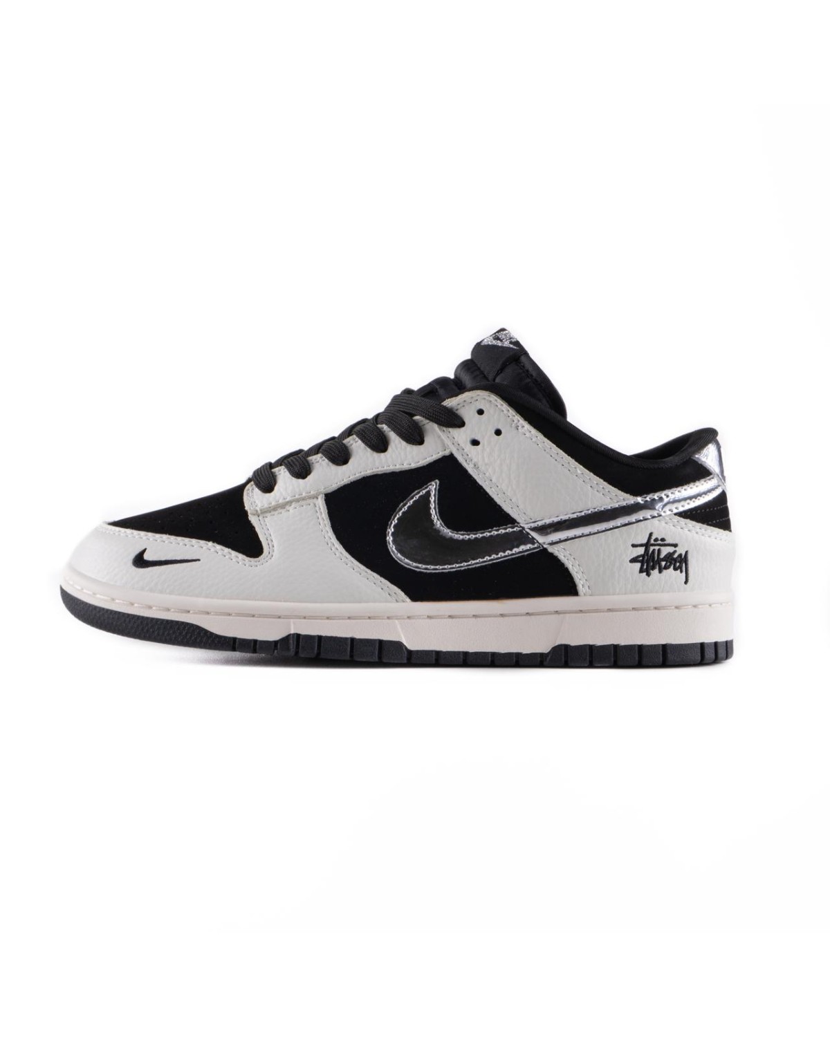 Nike SB Dunk Low x Stussy Black White Metallic