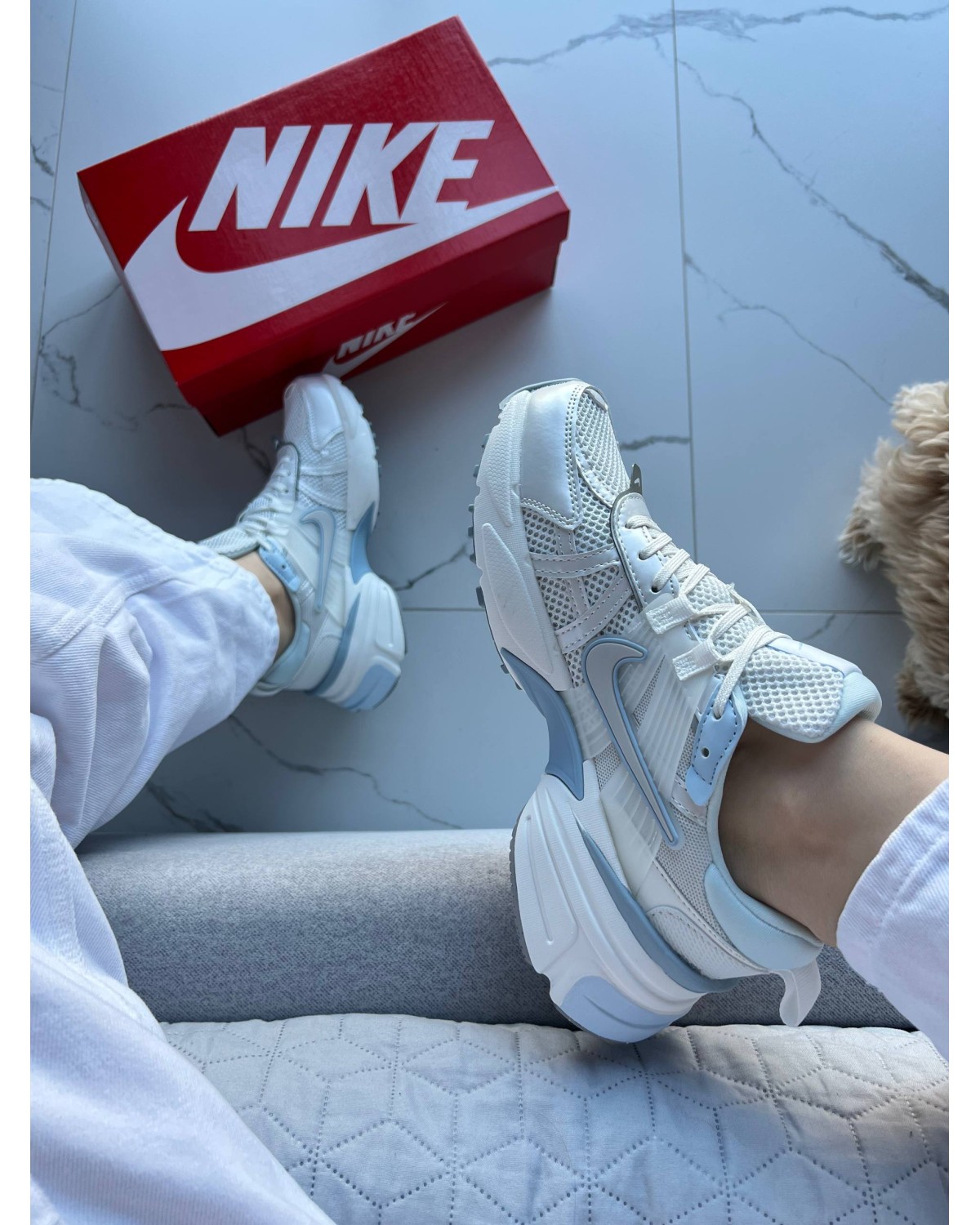 Nike V2K Run White Blue