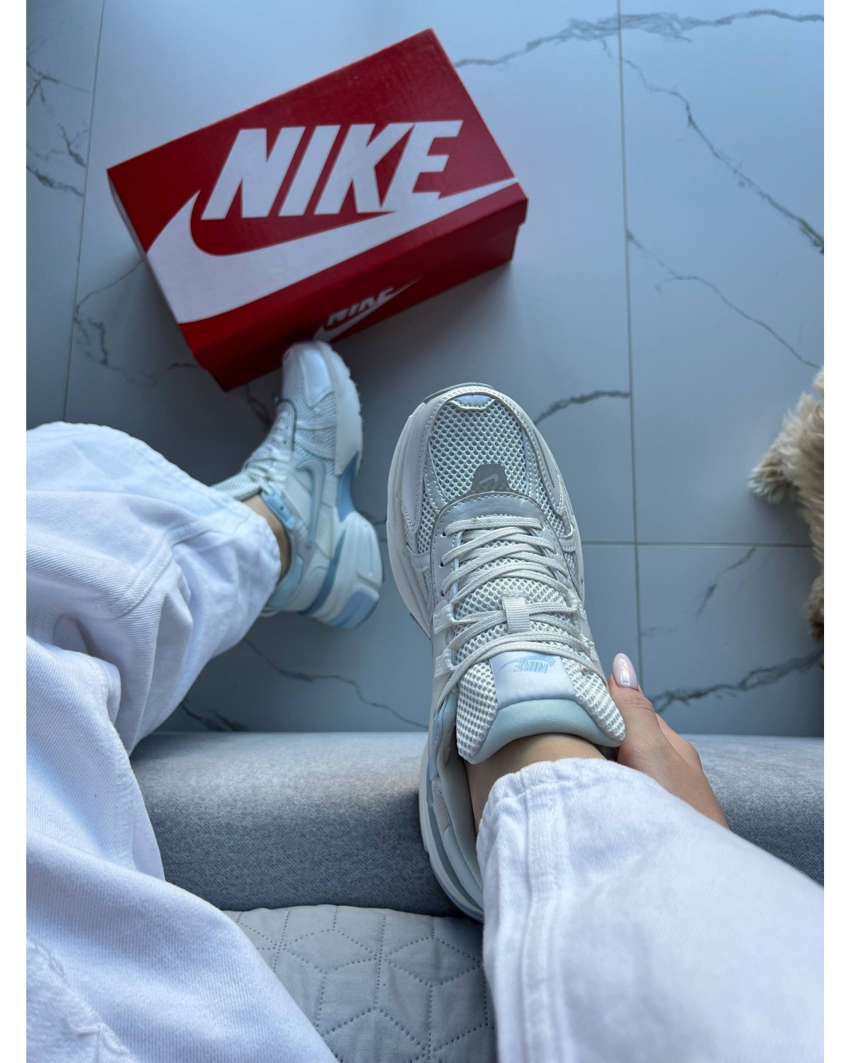 Nike V2K Run White Blue