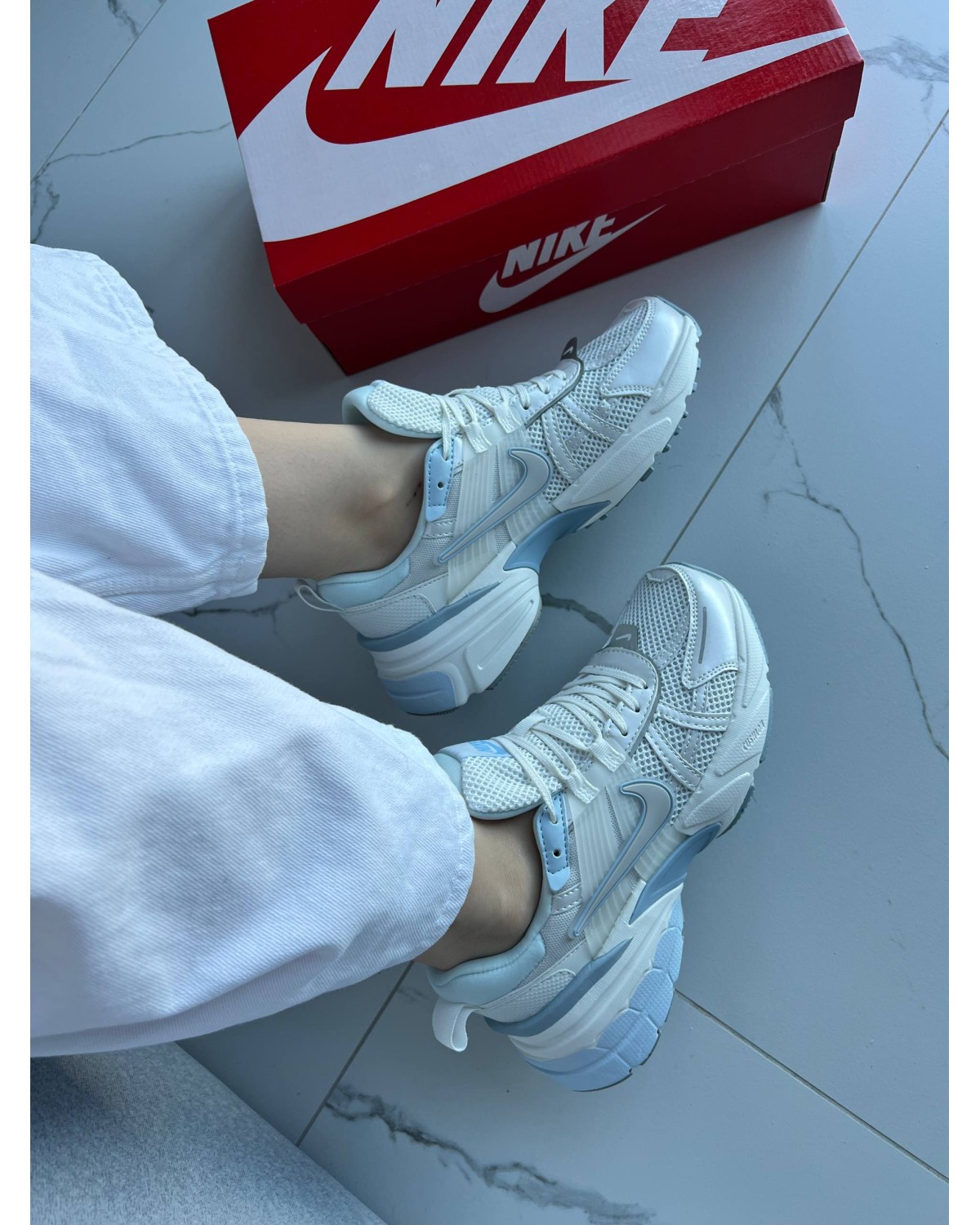 Nike V2K Run White Blue