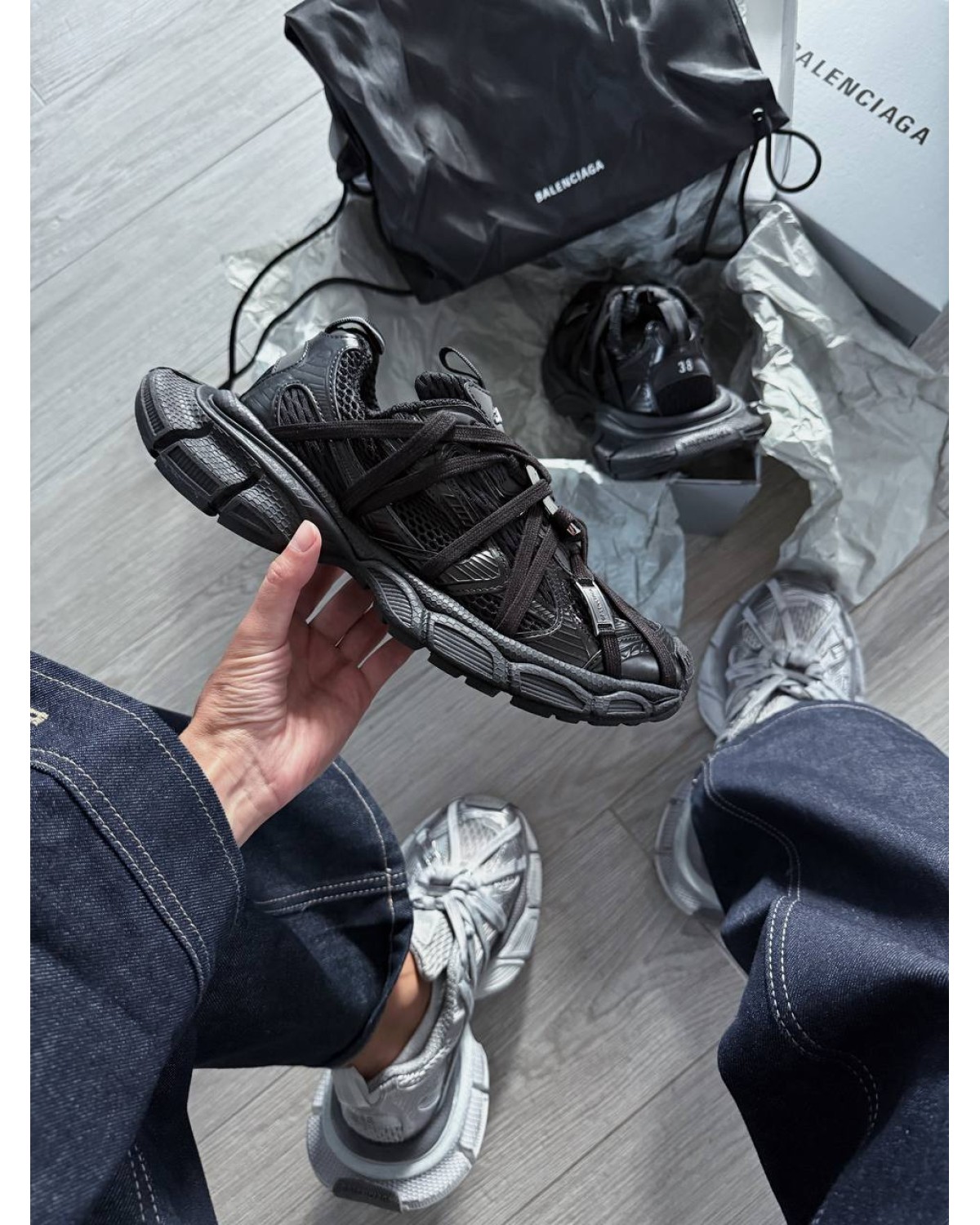Balenciaga GB 3xl Extreme Laces B Trainers in Black
