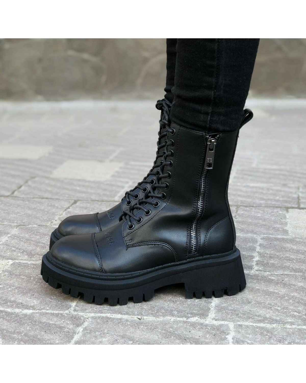 Balenciaga Black Tractor Side-zip Boots