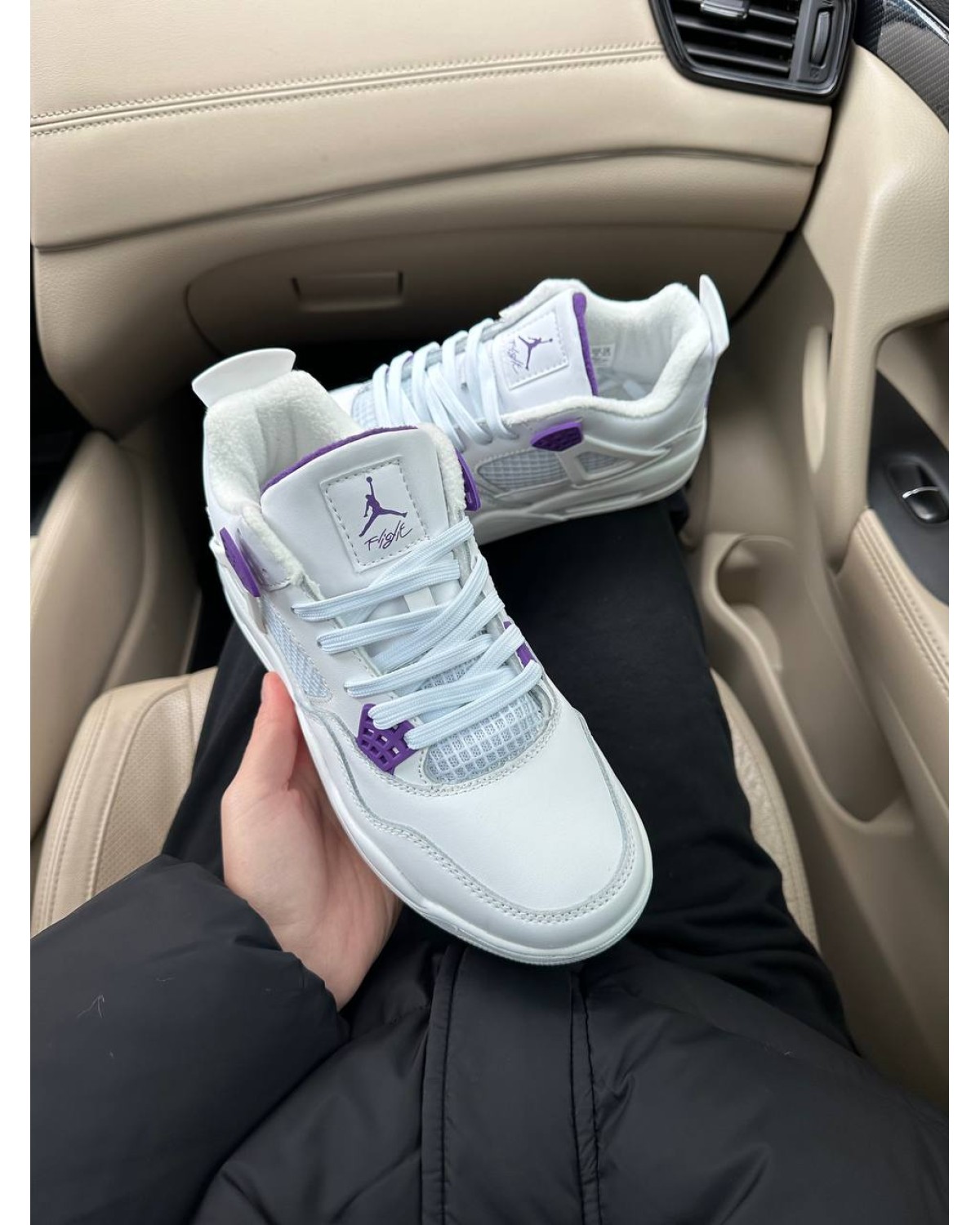 Nike Air Jordan 4 Retro White Violet Fleece