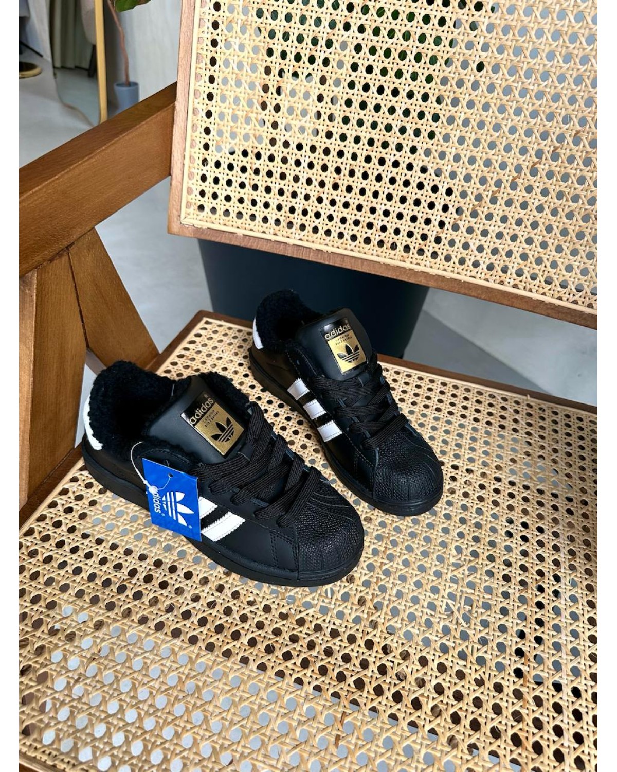 Adidas Superstar Black Fur