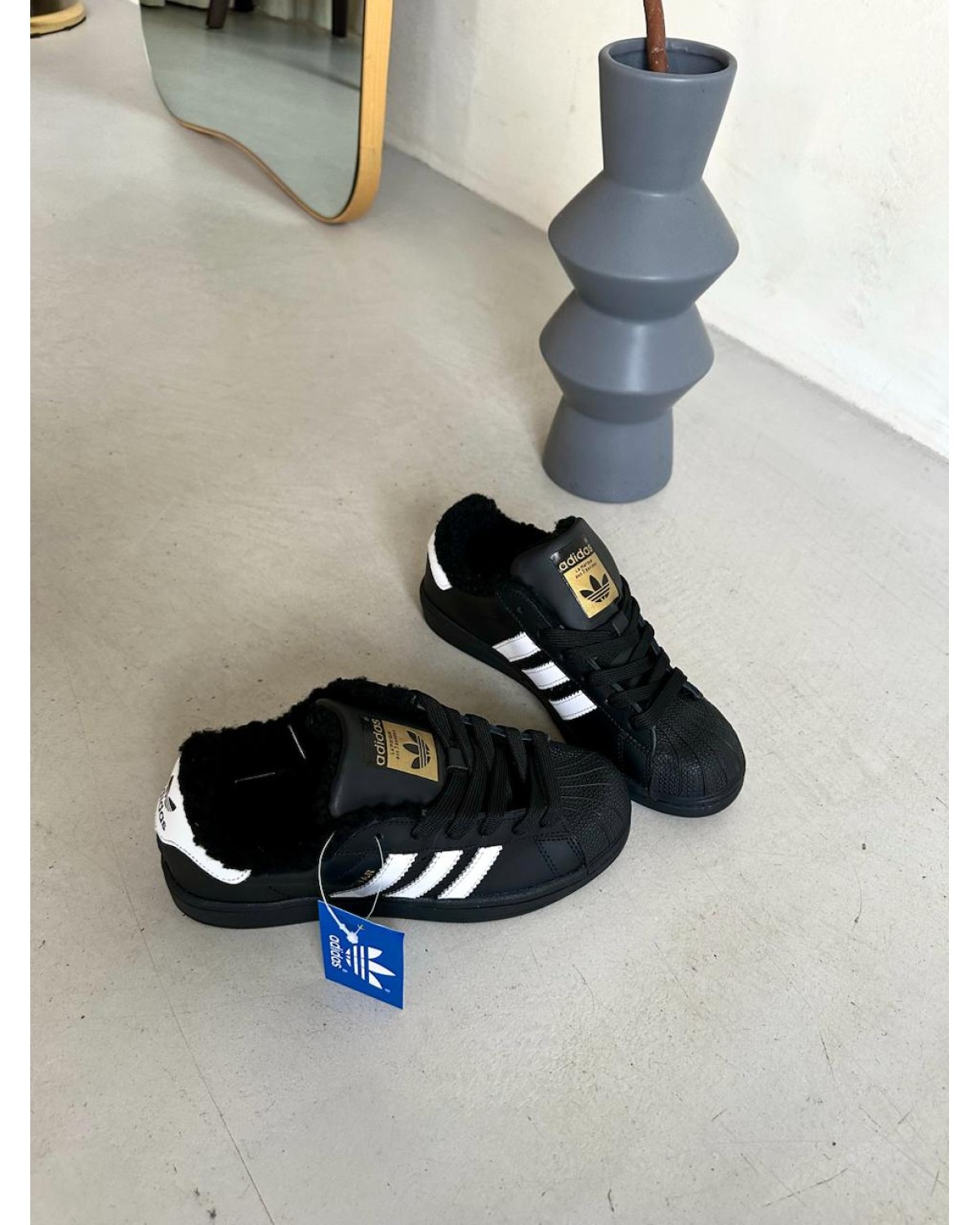 Adidas Superstar Black Fur