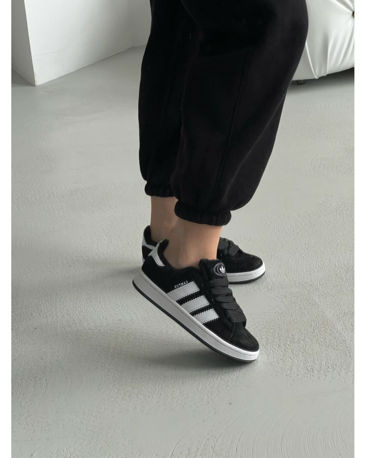 Adidas Campus Black White Winter Fur