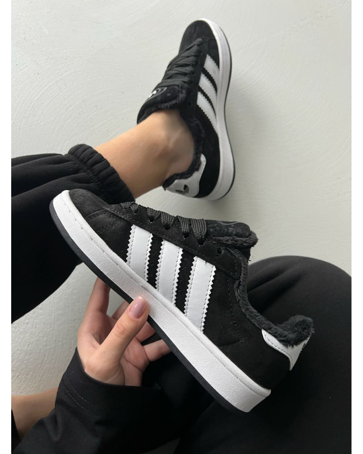 Adidas Campus Black White Winter Fur