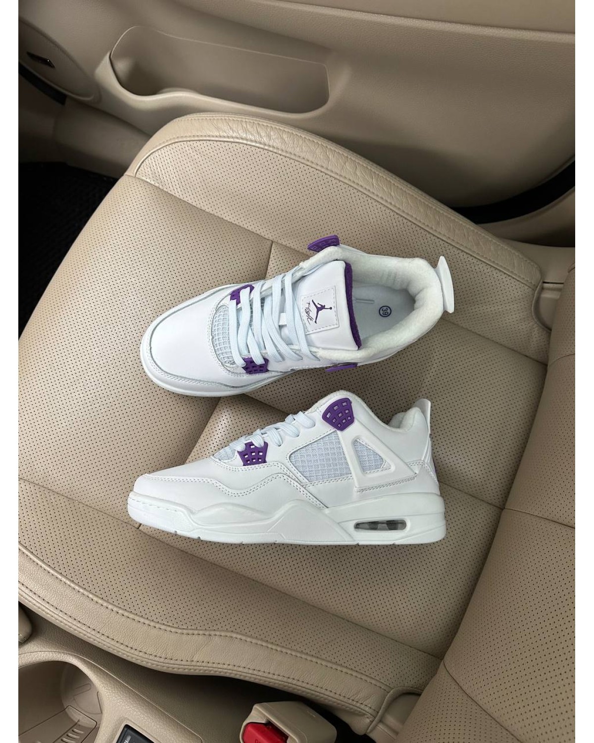 Nike Air Jordan 4 Retro White Violet Fleece