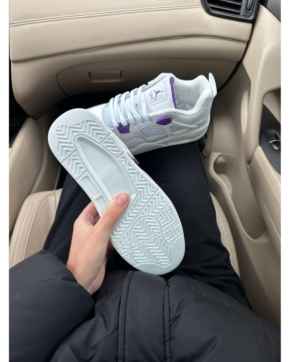 Nike Air Jordan 4 Retro White Violet Fleece